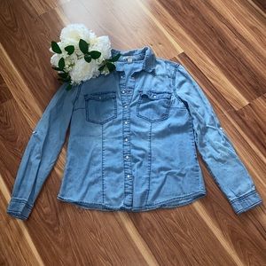 Charlotte Russe Lightweight Denim Chambray Shirt
